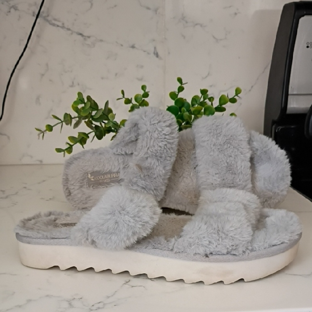 UGG Koolaburra Light Gray Fuzzy Slippers